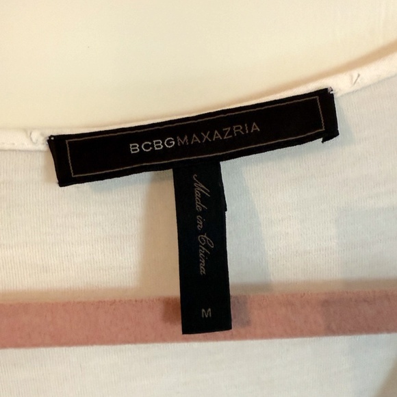 BCBG MAXAZRIA CLOVER HIGH-LOW TOP/TUNIC LONG SLEEVE Medium Black and White - Picture 2 of 6